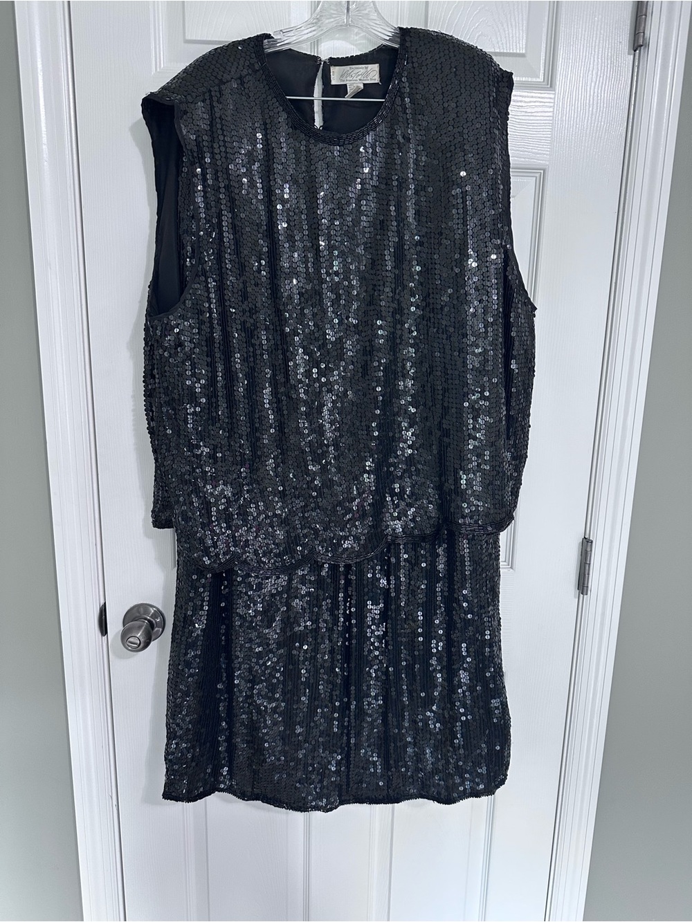 Lord & Taylor Black Sequin 2 Piece Top and Skirt.